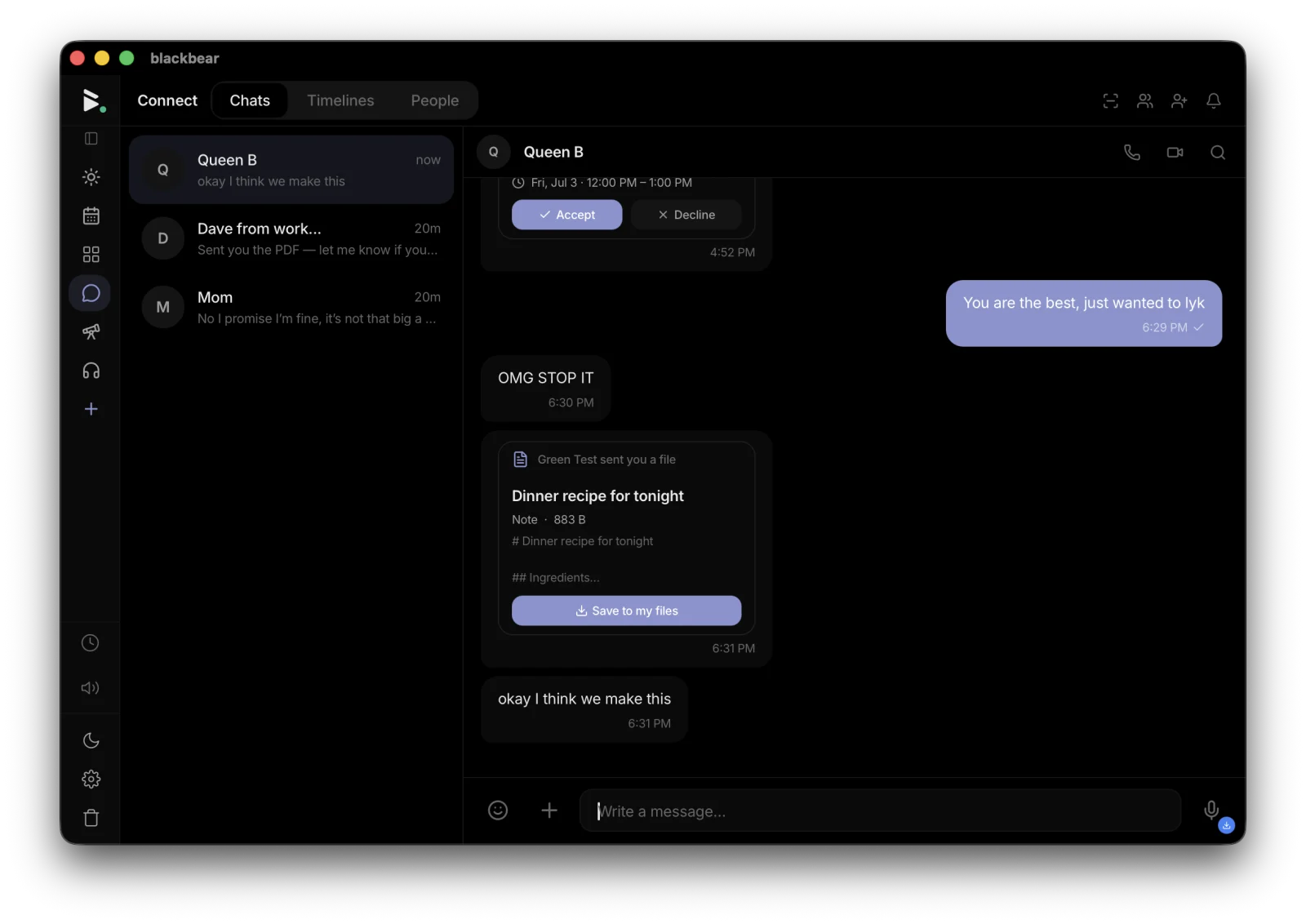 blackbear encrypted messaging in the native desktop app