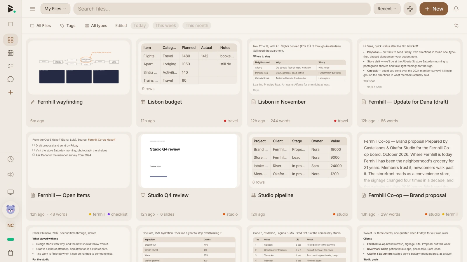 The Blackbear Desk: notes, sheets, images, audio and documents side by side