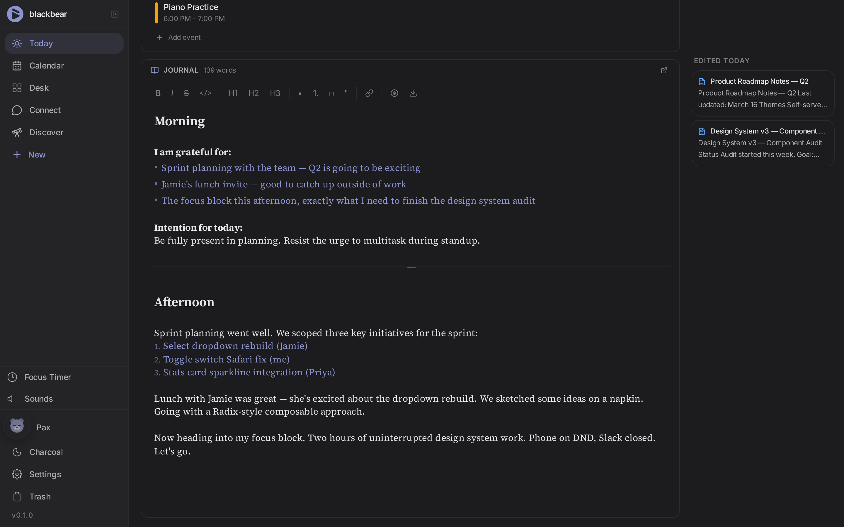 blackbear daily journal