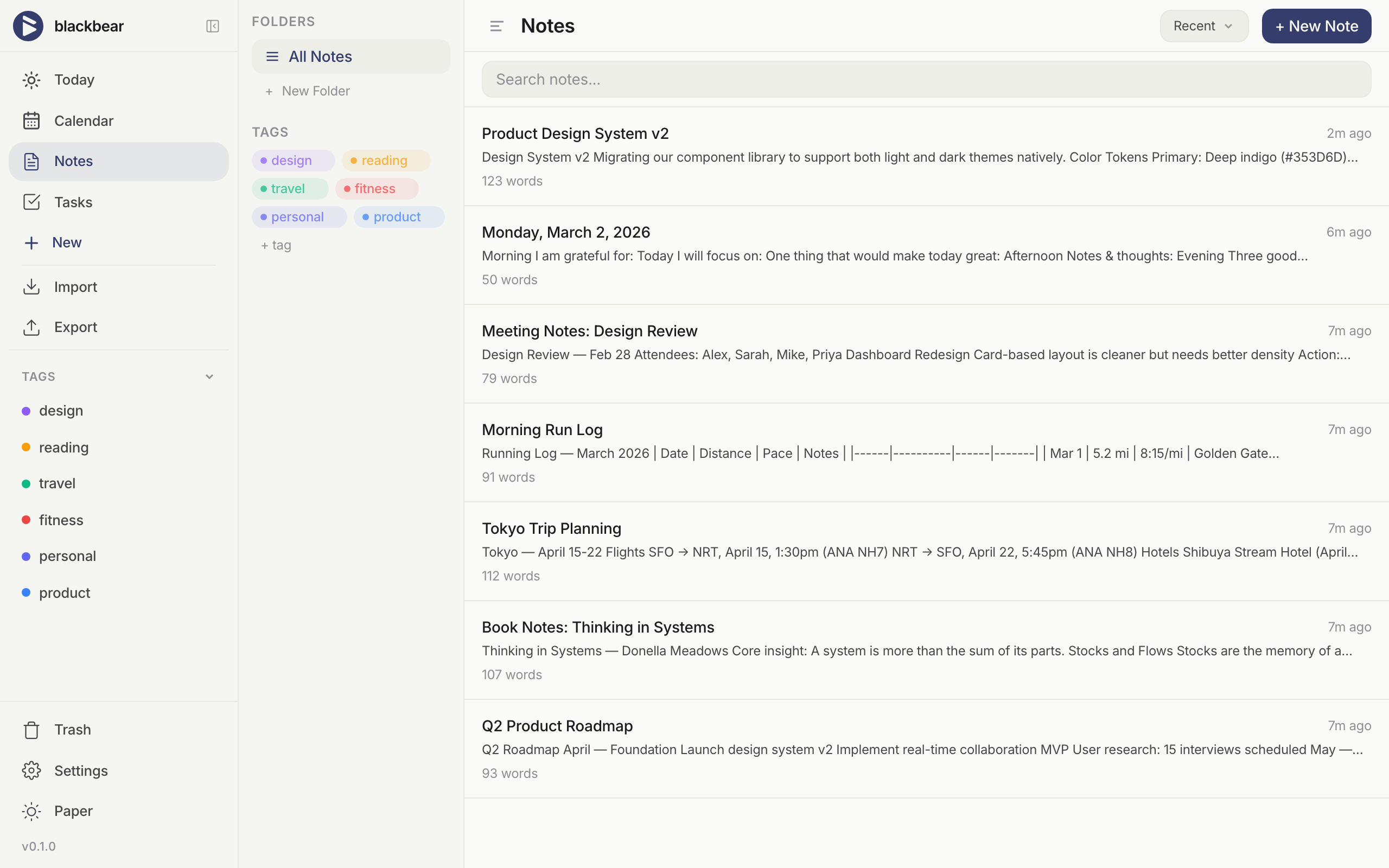 blackbear — notes, tasks, and journal in one beautiful app